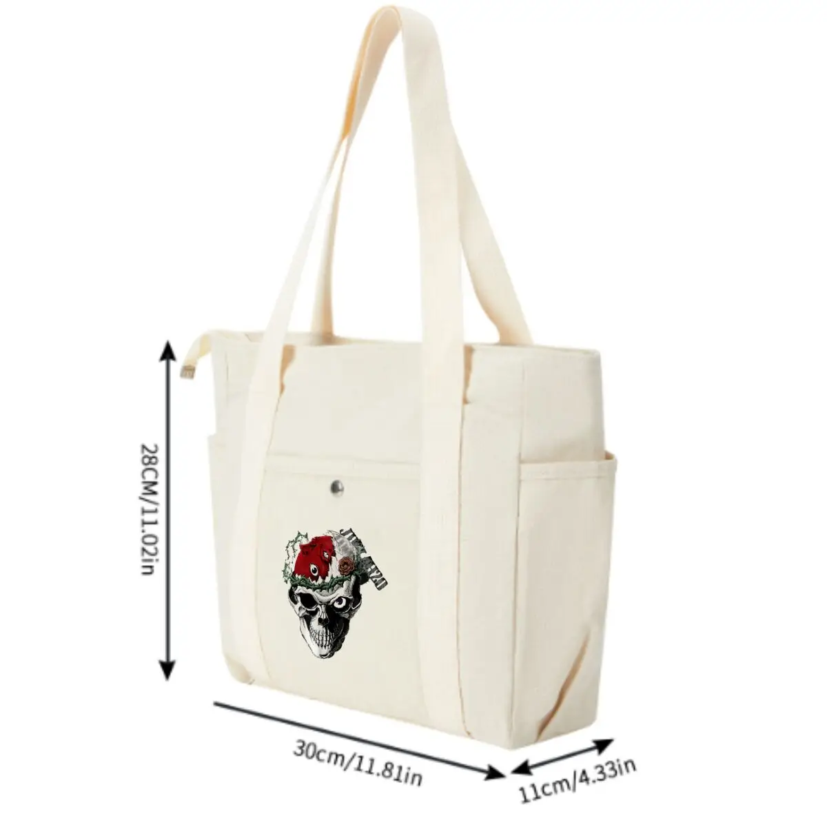 حقيبة كتف قماشية خفيفة الوزن متعددة الجيوب من Thorned Skull Art، حقيبة عملية لتاريخ التسوق