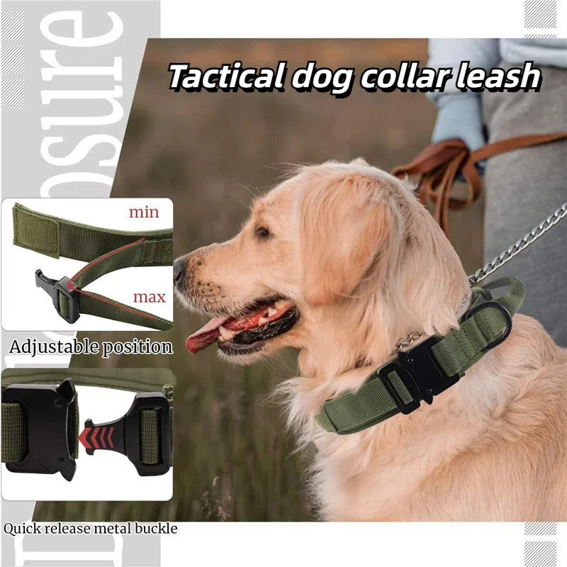 Nylon Medium Large Dog Military Dog ​​Training Dog Tactical Dog Collar Set Multi-Specification Pet Collar Traction Rope Collar