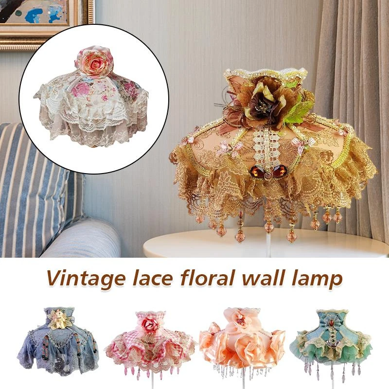 Vintage Highend tessuto principessa nappa pizzo floreale paralume da parete europeo retrò paralume lampada da tavolo lampada da terra decorazioni