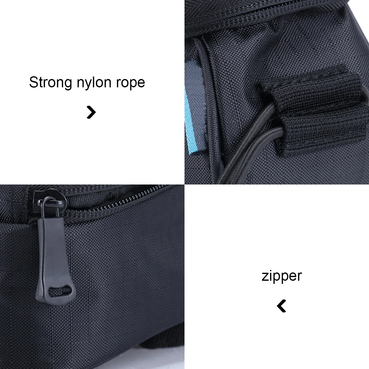 

Nylon Saddle Bag with Headphone Hole Audio Line U Shaped Zipper Durable Bike Cycling Front Phone Pouch Tube Frame