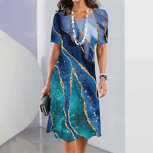 Vestido de verano de una pieza con estampado gráfico para mujer, traje Midi elegante y bonito de talla grande, envío gratis, novedad de 2024