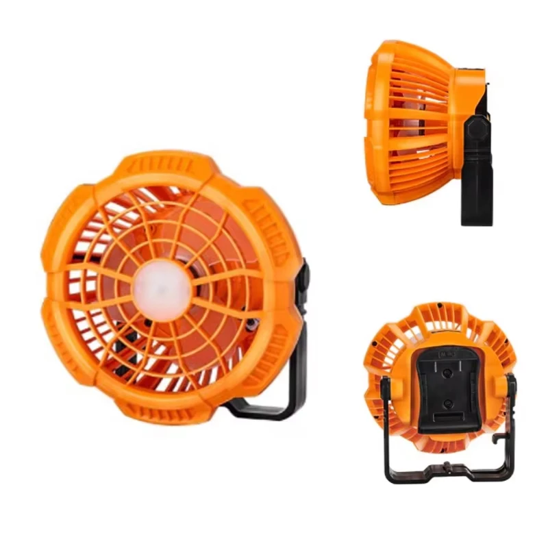 Portable Camping Fan For Dewal，Rechargeable Personal Desk Tent Fan with Foldable Hook 14.4-18V Li-ion Battery Cordless Fan