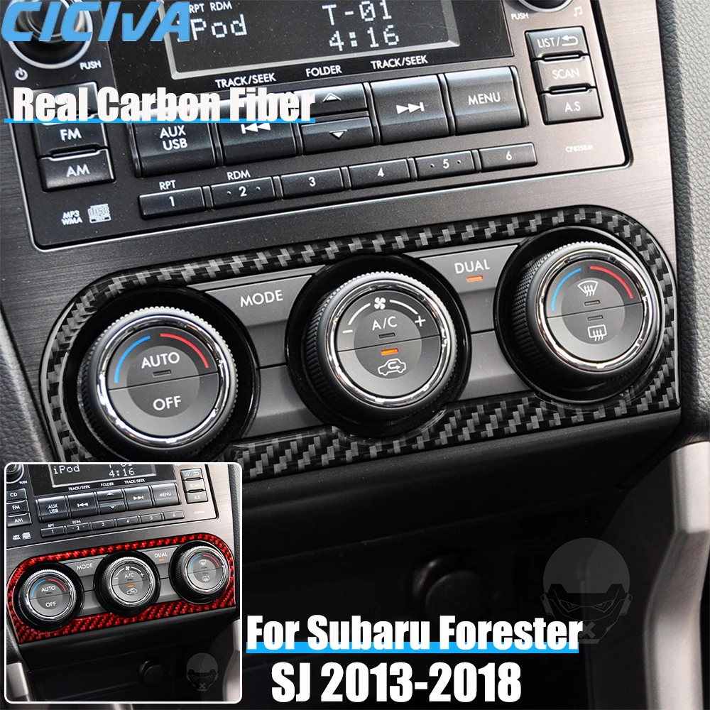

Real Carbon Fiber Car Accessories Climate Control Panel Cover Soft Sticker For Subaru Forester SJ 2013 2014 2015 2016 2017 2018