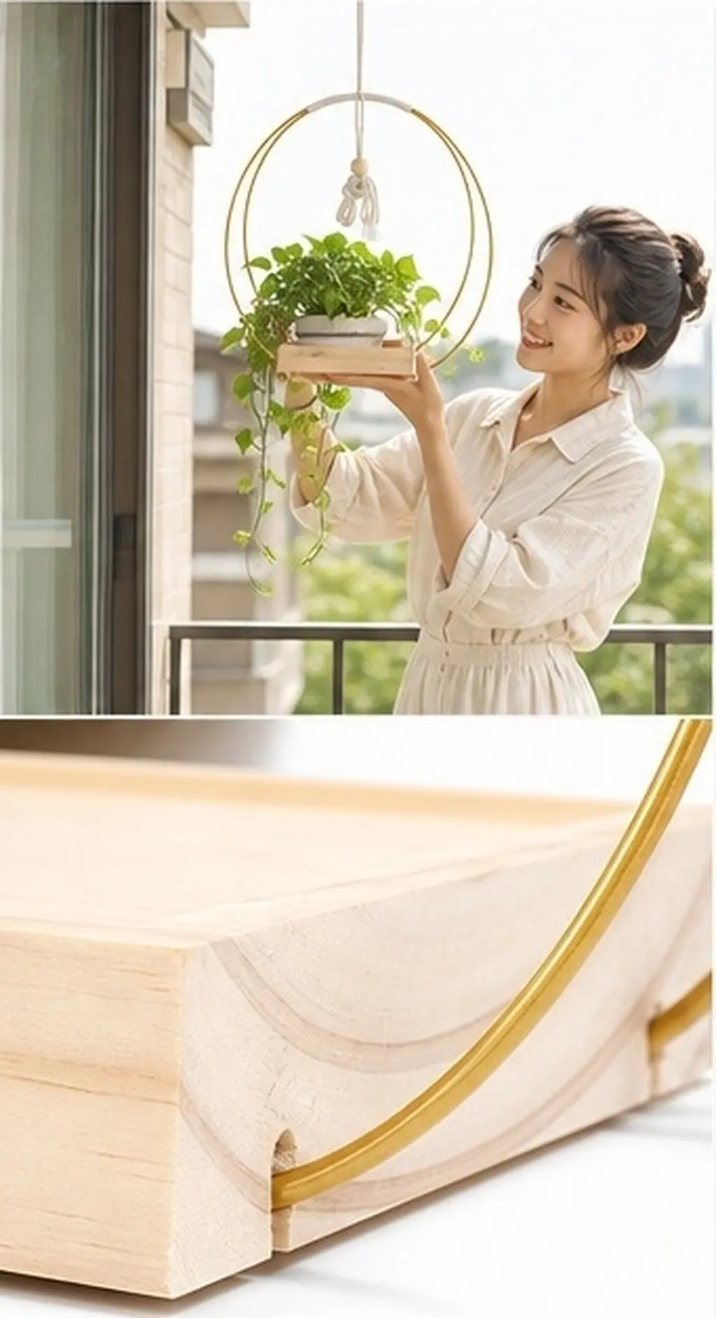 Versatile Thick Wood Hanging Flowerpot Holder Balcony Hanging Flower Pot Holder Patio Garden Stylish Planter Outdoor