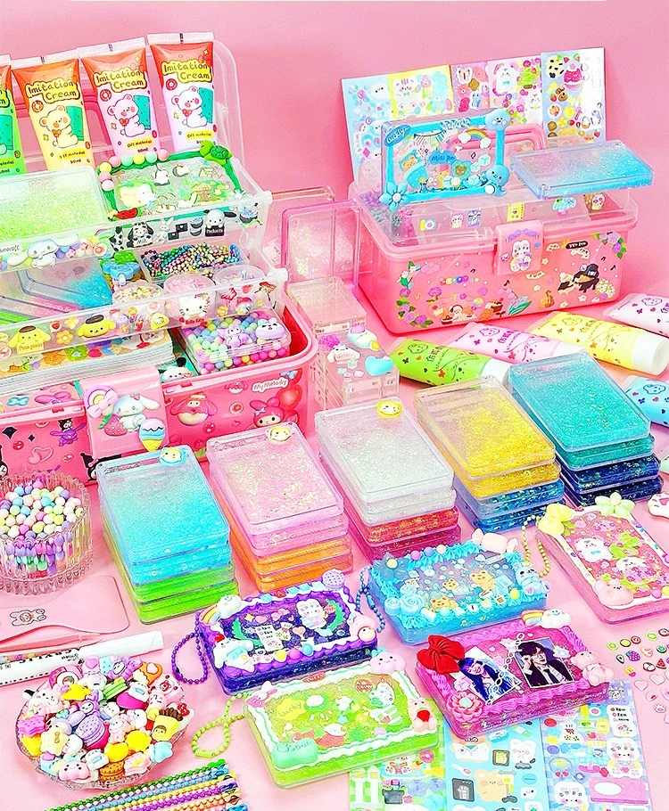 Fluid Acrylic Plate 3D Sticker Biscuit Set Children Girls DIY Gift Kpop Guka Polco DIY Photocard Korean Stationery