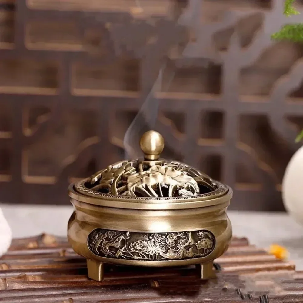 Mini Copper Antique Three-legged Aromatherapy Stove DIY Household Indoor Pan Incense Wire Incense Burner Tea Ceremony Decoration