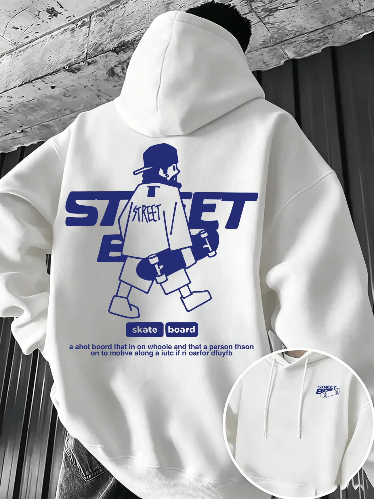 Sudadera de Forro Polar con Capucha para Hombre, para Otoño e Invierno Camiseta deportiva con capucha cálida y estampado de letras con estilo urbano de skate.