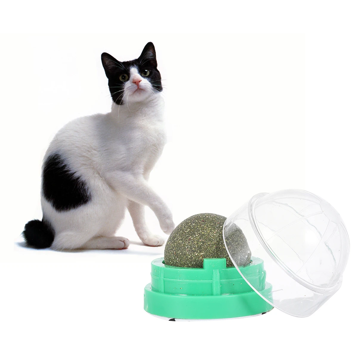 

2pcs Spinning Mint Ball Green Wall Toy Catnip Balls Digestion Promoter Pet Cat Snacks Licking Ball Supplies