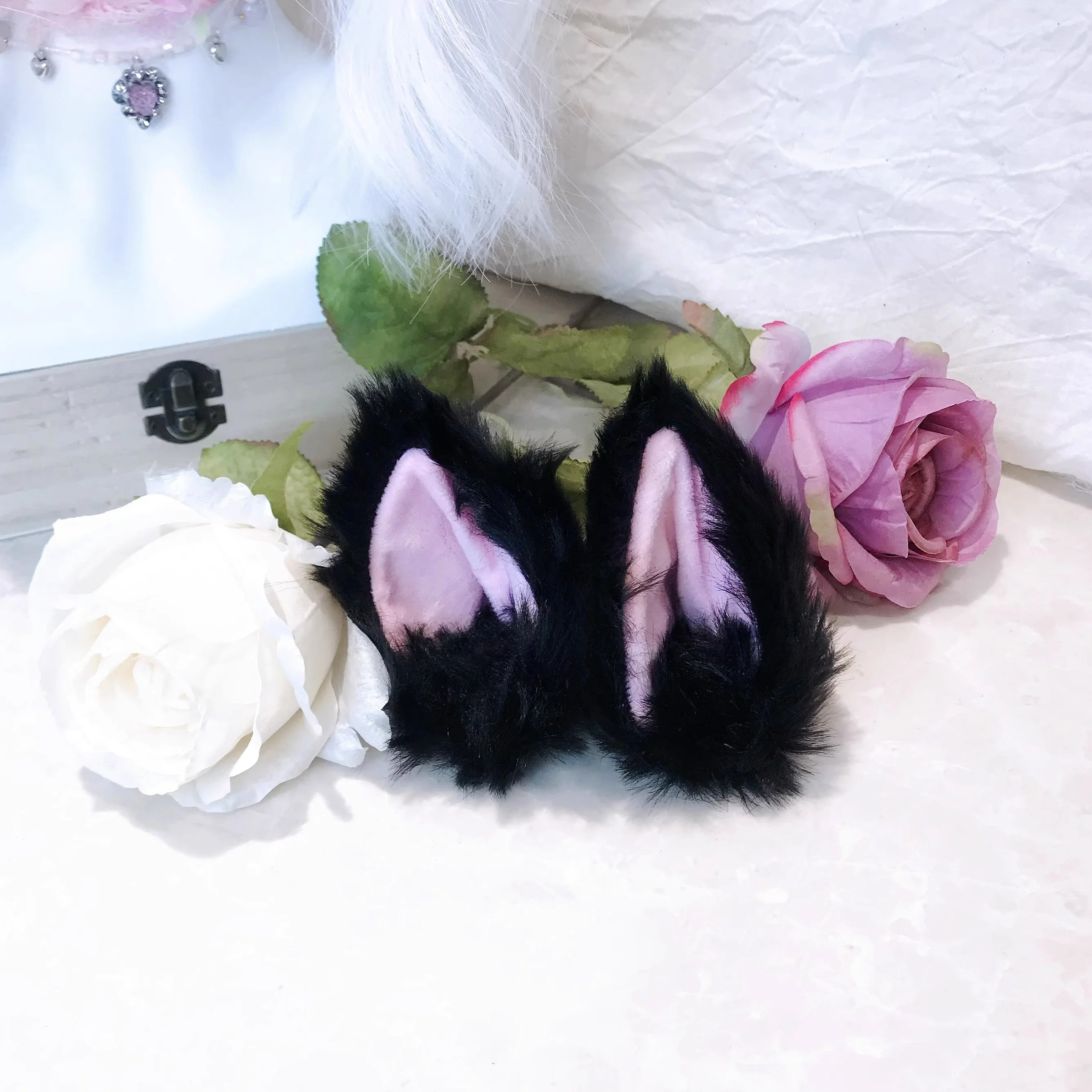 2025 New Anime Lolita Plush Cat Ear Hairpins Cute Cosplay Faux Fur Fox Ears Hair Clip Halloween Hair Clip Party Props