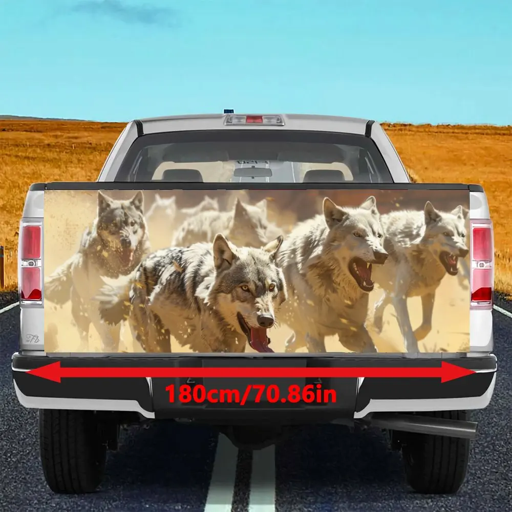 Cool Wolf Running in The Desert Car Tail Trunk Protect Vinly Decal Auto Accessories Hood Decoration Sticker for Off-road Pickup