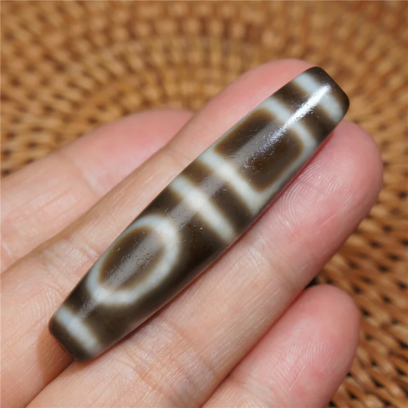 

Ancient Tibetan DZI Beads Old Agate Double Heaven＆Earth Totem Amulet Pendant GZI