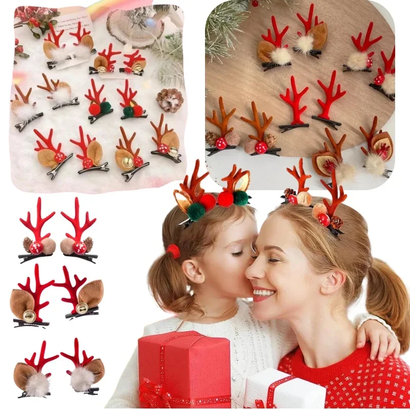 2Pcs/set Cute Christmas Antlers Baby Hairpins Kids Girls Hair Clips Hair Accessories Child Girl Toddler Hairpin Infant Headband