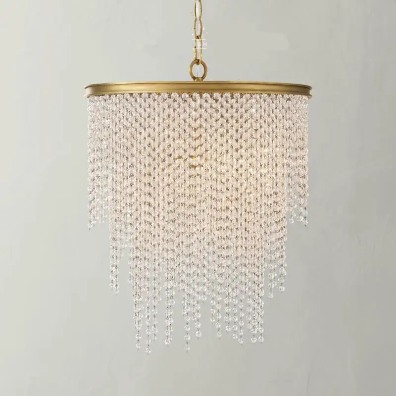 Modern crystal beads LED pendant light for Restaurant ding room Living Room Dining Room Bedroom deco Copper Crystal hnging  lamp