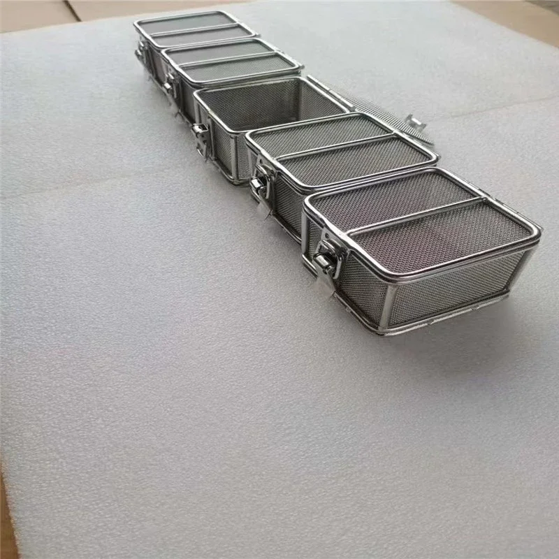 9 Sizes Sterilization Net Basket Sterilizing Basket with Lid Stainless Steel Surgical Instrument Autoclave Disinfection Box