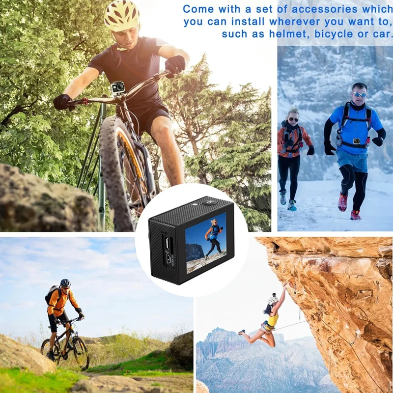 كاميرا عمل عالية الدقة 4K/30FPS شاشة 2.0 بوصة 170 زاوية واسعة محرك فيديو رياضي للدراجات النارية كاميرات تسلق الصخور