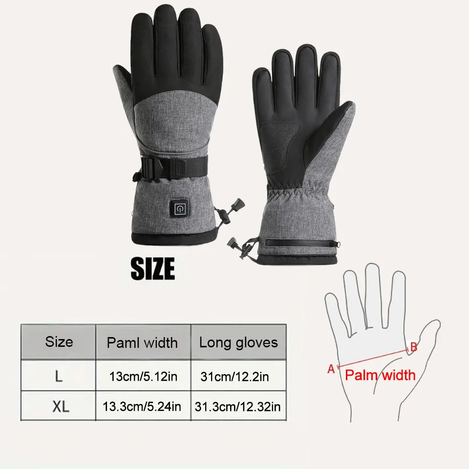 GTUBIKE Winter Gloves Heating Hand Warmer Electric Thermal Gloves Waterproof Snowboard Cycling Motorcycle Bicycle Ski Outdoor