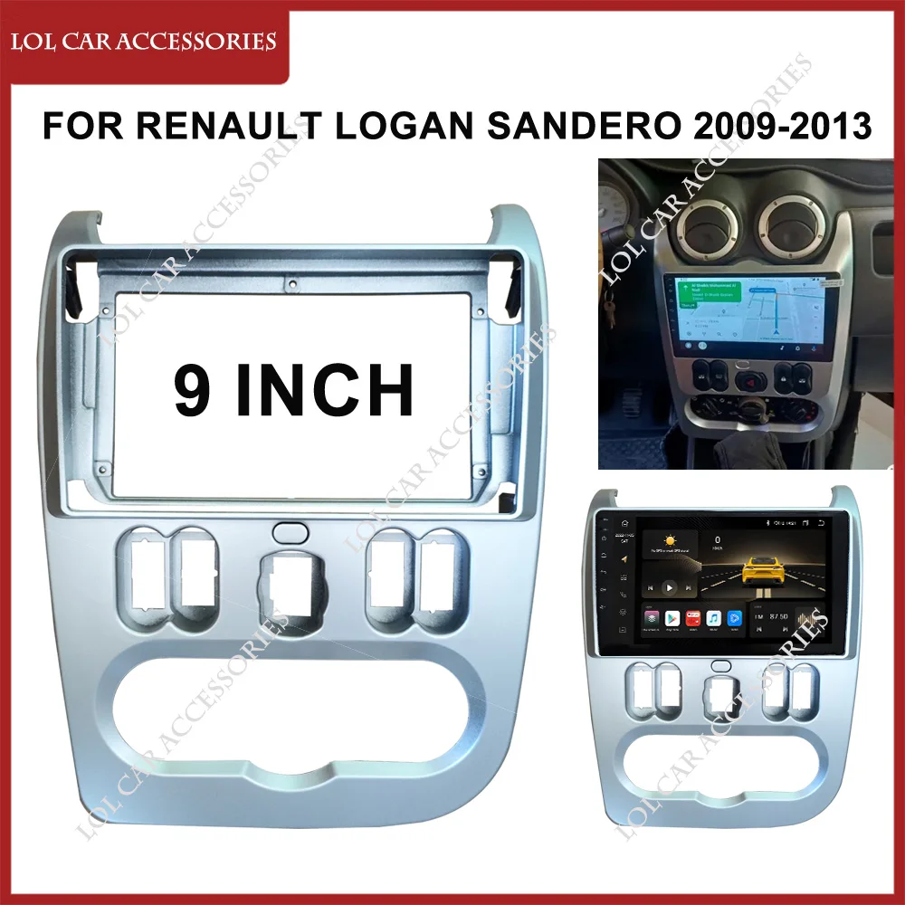 

9 Inch Car Radio Fascias For Renault Logan Sandero 2009-2013 Dash Frame Installation 2 Din Panel DVD Gps Mp5 Android Player