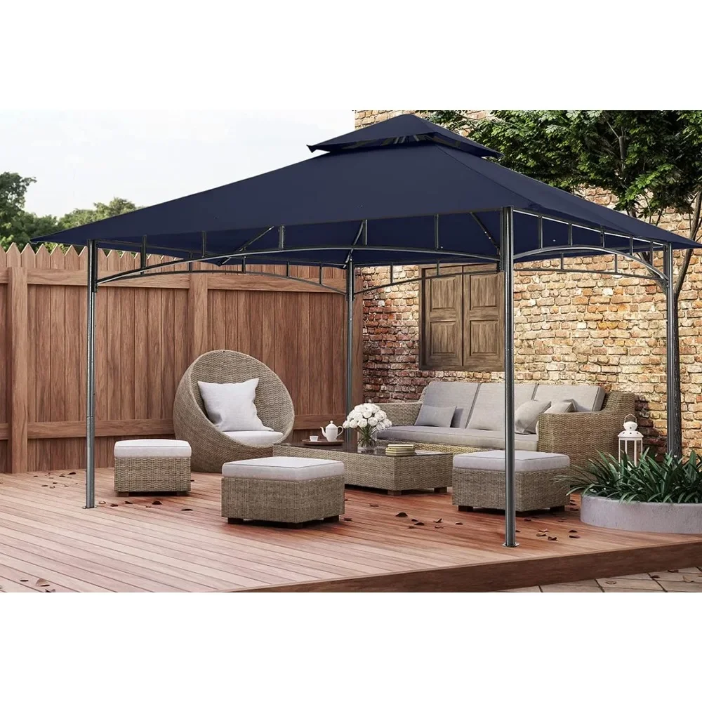 

Outdoor Shadow Awning Outdoor Garden Gazebo for Patios with Stable Steel Frame(11x11 Navy Blue) Canopy Tent Waterproof Decor