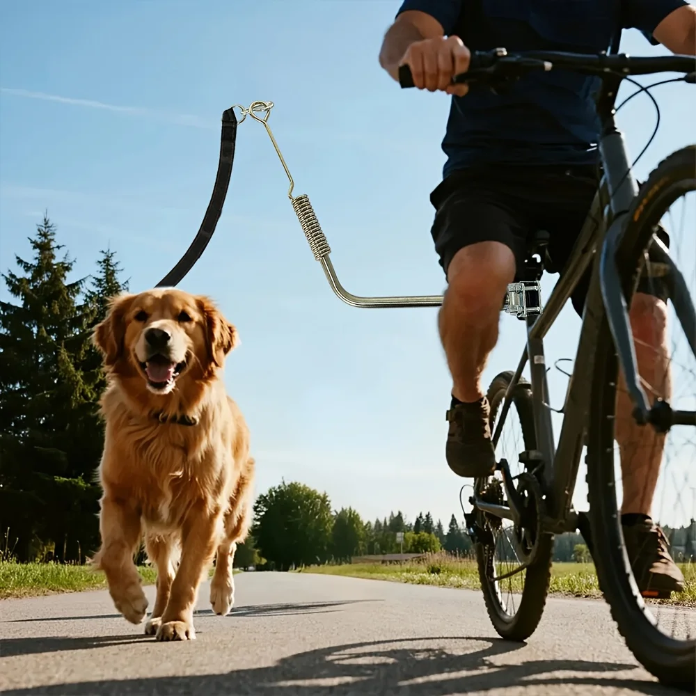 Free Dog Bike Leash Heavy Duty Bicycle Attachment with Quick Connect & Buffer Rope Fit Leash for Medium Large Dogs Cycling
