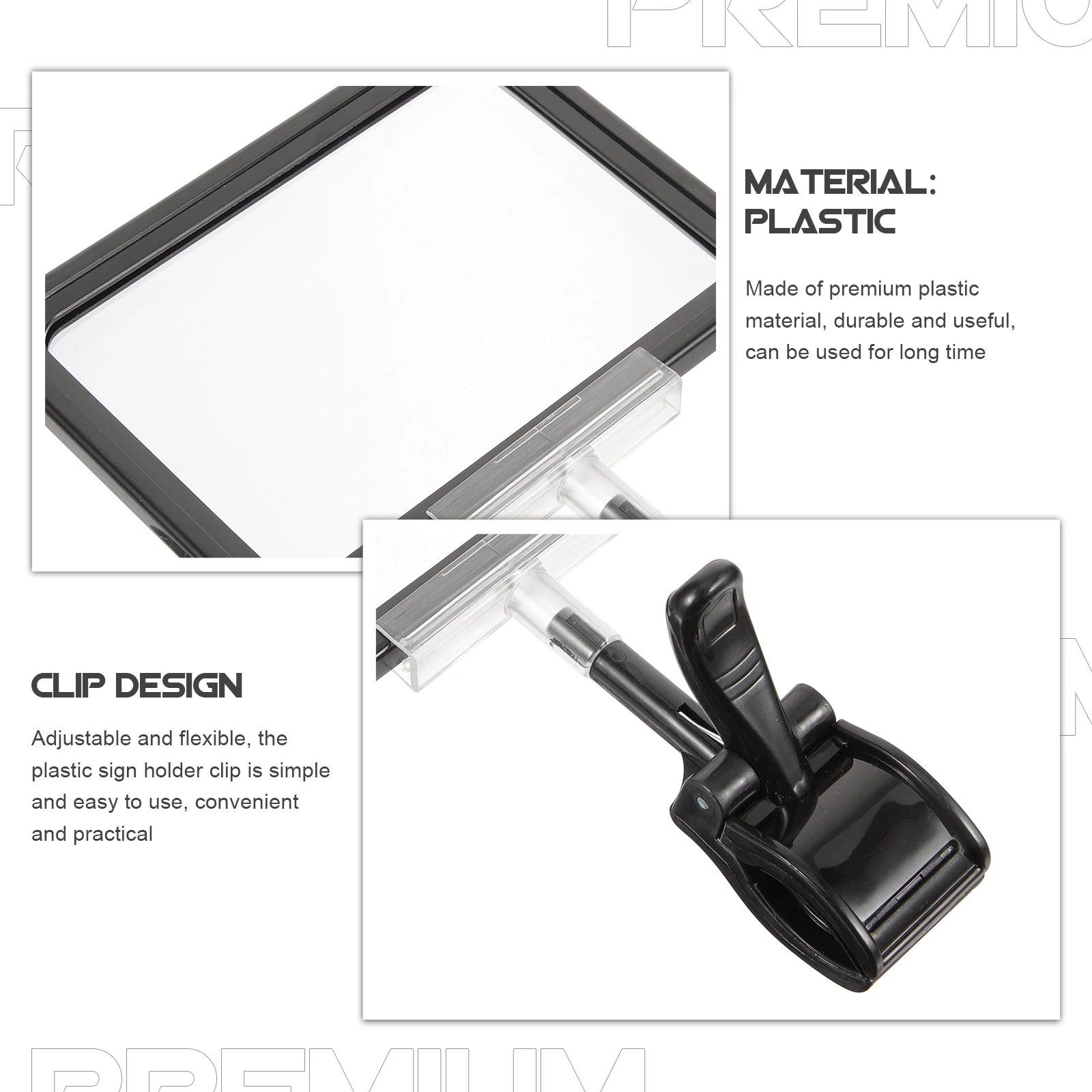 

Price Tag Holder Clip A6 Large Size Plastic Sign Display Frame Thumb Merchandise Label Supermarket Office Use Adjustable