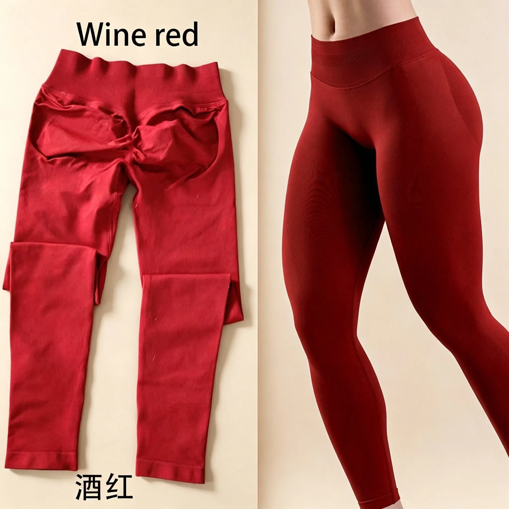 Dneyf 1D-3Y-2F Nahtlose Yoga-Leggings mit Po-Lifting-Effekt für Damen, hohe Taille, hohe Dehnbarkeit, schnelltrocknend, ideal zum Training, Laufen, für das Fitnessstudio und als lange Sporthose. – Detail 14