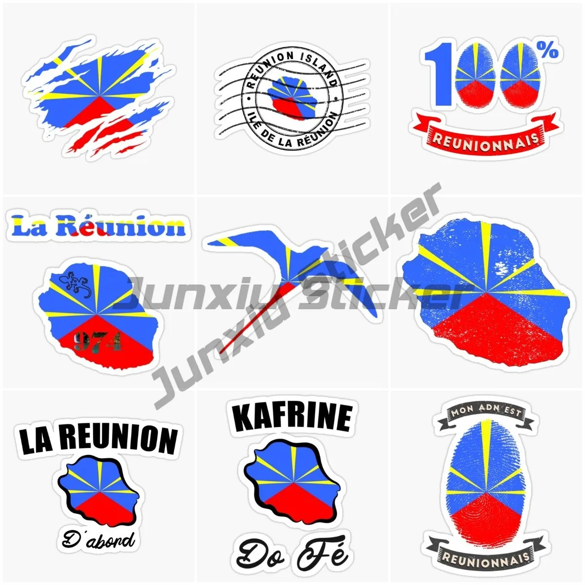 

Reunion Island Flag Map Landscape Creative Stickers Moto Accessories Van Bicycle Window Truck Wall Decoration Decal Customizable