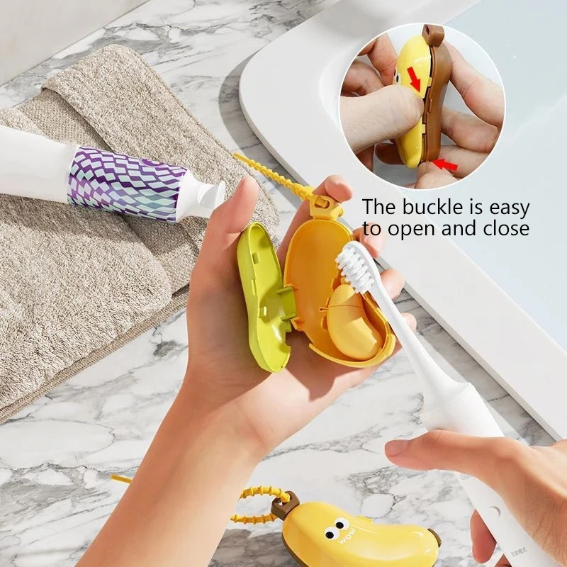 Banana Toothbrush Head Protective Cover With Toothpaste Compartment Toothbrush Dust Clamp Portable Travel Style Storage Box