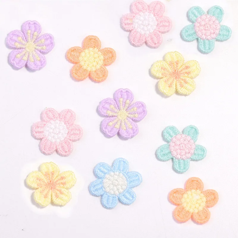 30PCS Mini Embroidered Flowers Patch 3cm Wholesale Colourful Flower Stickers For Clothing Shoes Hat Hair Accessories