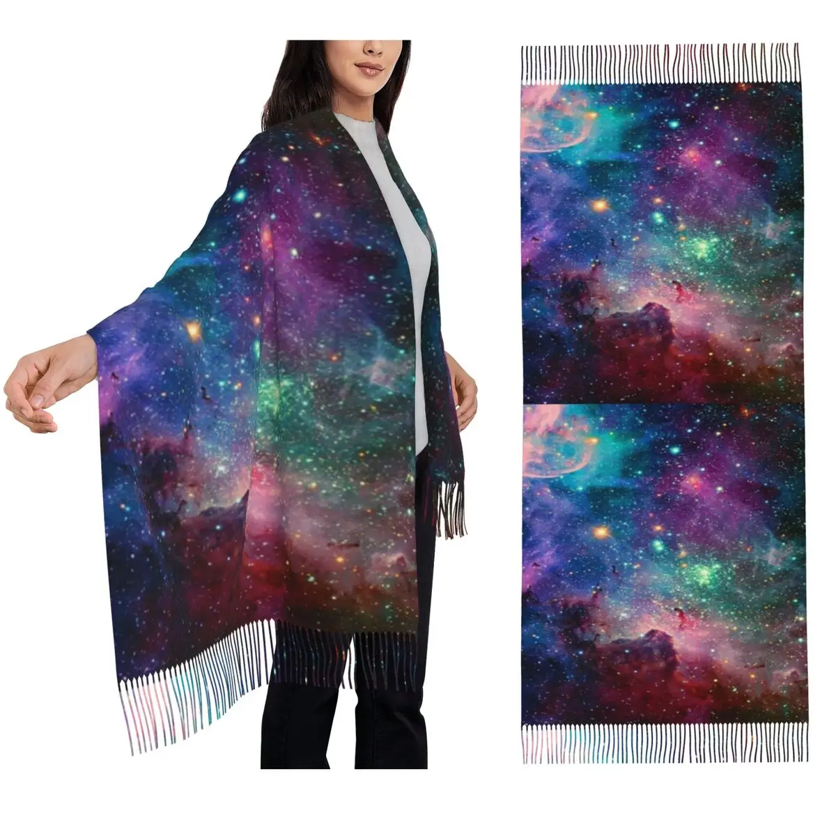 

Шарф Galaxy 1, шарфы с кисточками, женские мягкие теплые шали и накидки, большая осенне-зимняя шаль
