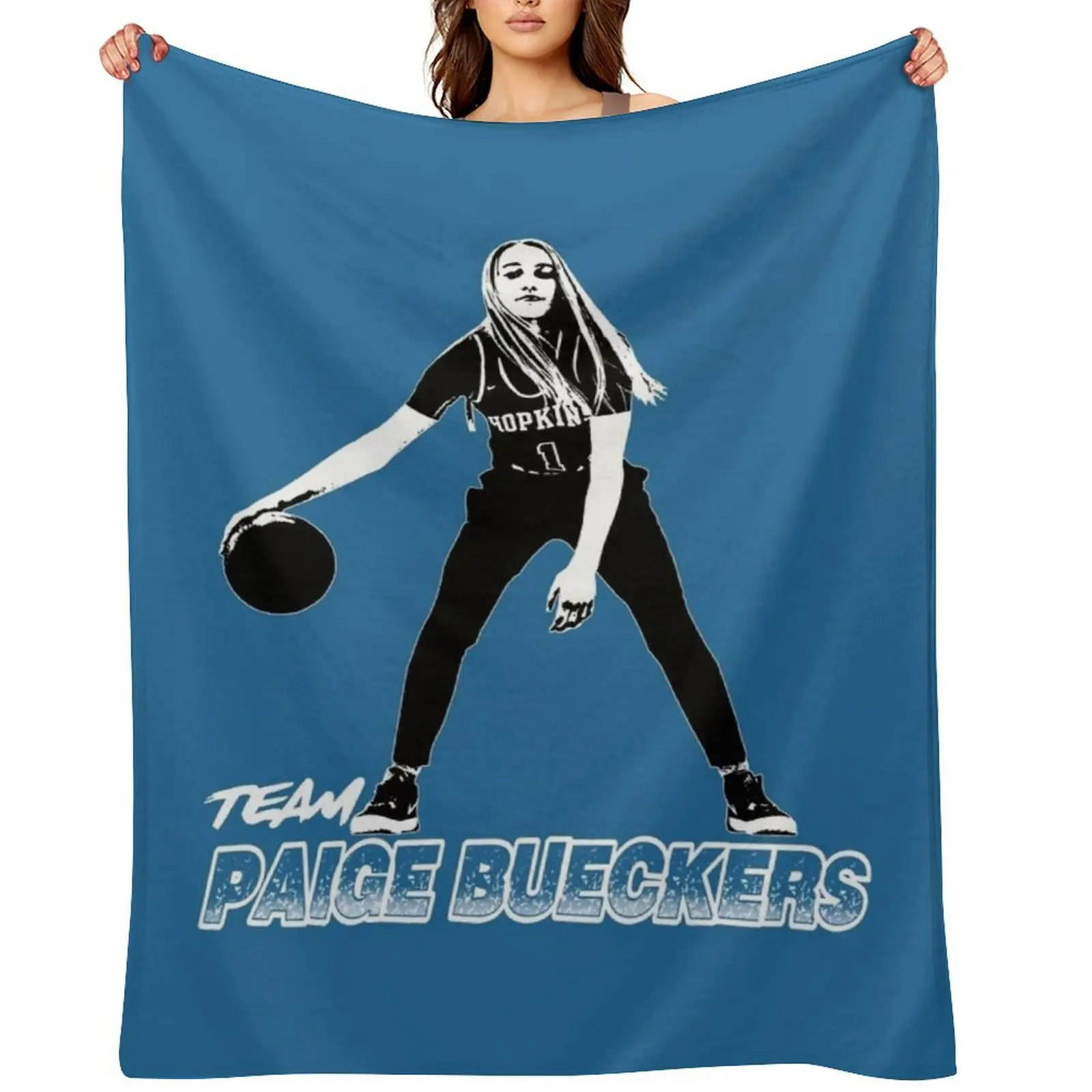 

paige bueckers black and white basic design Throw Blanket sofa bed Hairy Thins blankets and throws Blankets