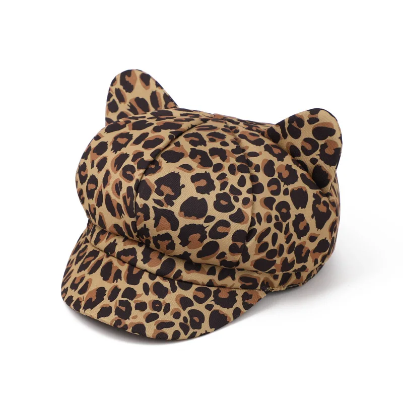 Newsboy Cap Octagonal Hats For Women Cow Zebra Leopard Pattern With Cute Ear Beret Sunshade Spring Summer New