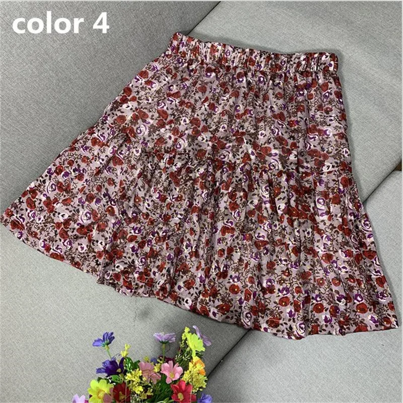 Casual Floral Print Ruffle Skirt Summer 2026 Cotton Mini Beach Skirt Women A-line High Waist Pleated Short skirt vintage clothes