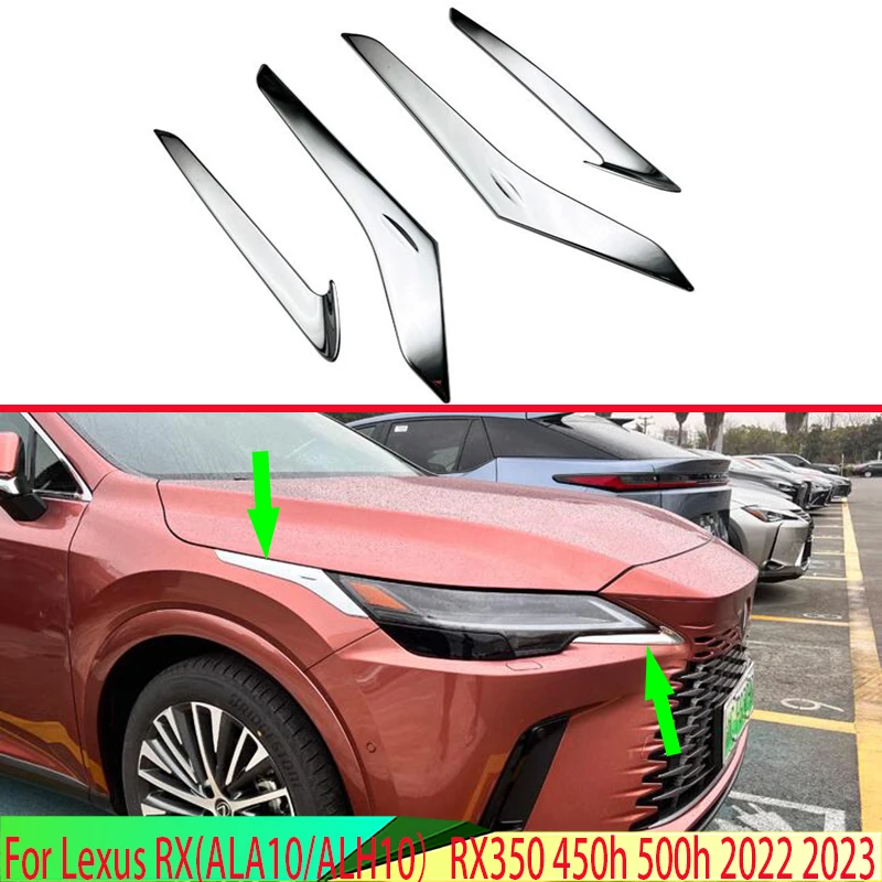 

For Lexus RX(ALA10/ALH10）RX350 450h 500h 2022 2023 Car Accessories ABS Chrome Headlamp Lamp Eyebrow Trim Molding