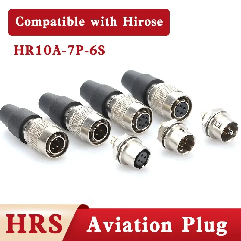 HR10A-7P-6S Industrial Camera Connector HRS 4 6 7 10 12 Pin Self-locking Plug Socket Compatible with Hirose Aviation Connector