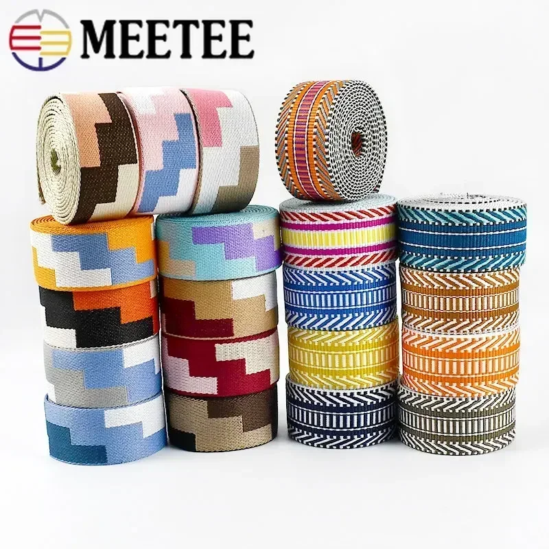 2/5Meters 3/2\'\' 38mm Polyester Jacquard Webbing for Luggage Decoration Ribbon Tape DIY Bags Shoulder Strap Sewing Bias Accessory