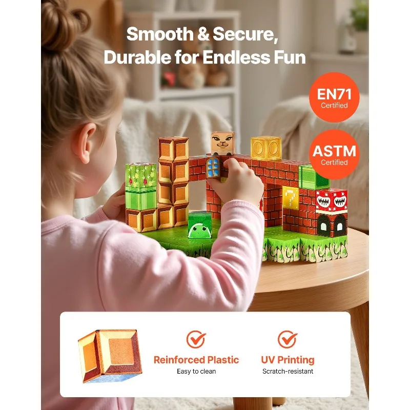 Blocos magnéticos 100 PCS Conjunto de blocos magnéticos STEM Montessori Brinquedos sensoriais