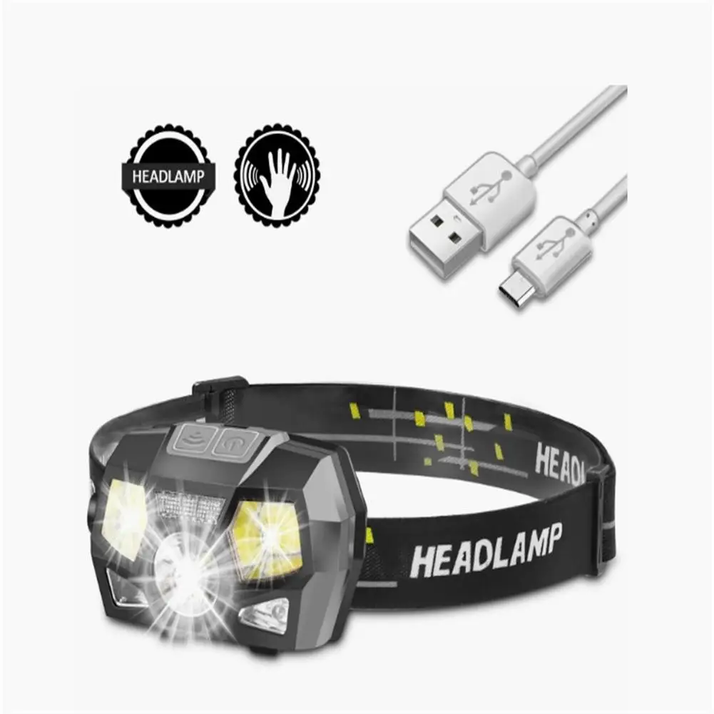 Farol de LED portátil com Headband, USB Lanterna Recarregável, Lâmpada Principal Impermeável, Camping Night Work, Aventura Running