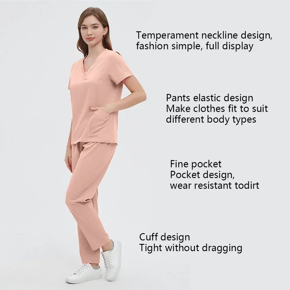V-neck Isolation Suit for Operating Room DoctorsNail Salon Nurse's Suit Hospital Care Oral Dental Work Uniform Hand Washing Clot