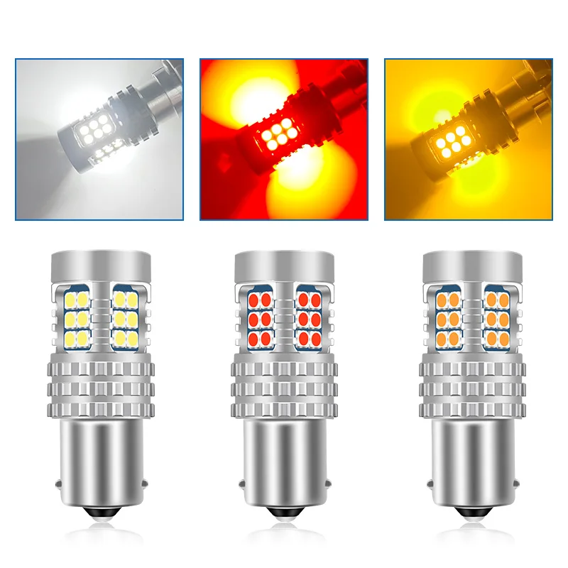 2pcs Automobile LED Canbus 3030 24SMD 23W Turn Signal Light Anti-strobe 1156 1157 7440 7443 3157 with Fan Tail Brake Bulb