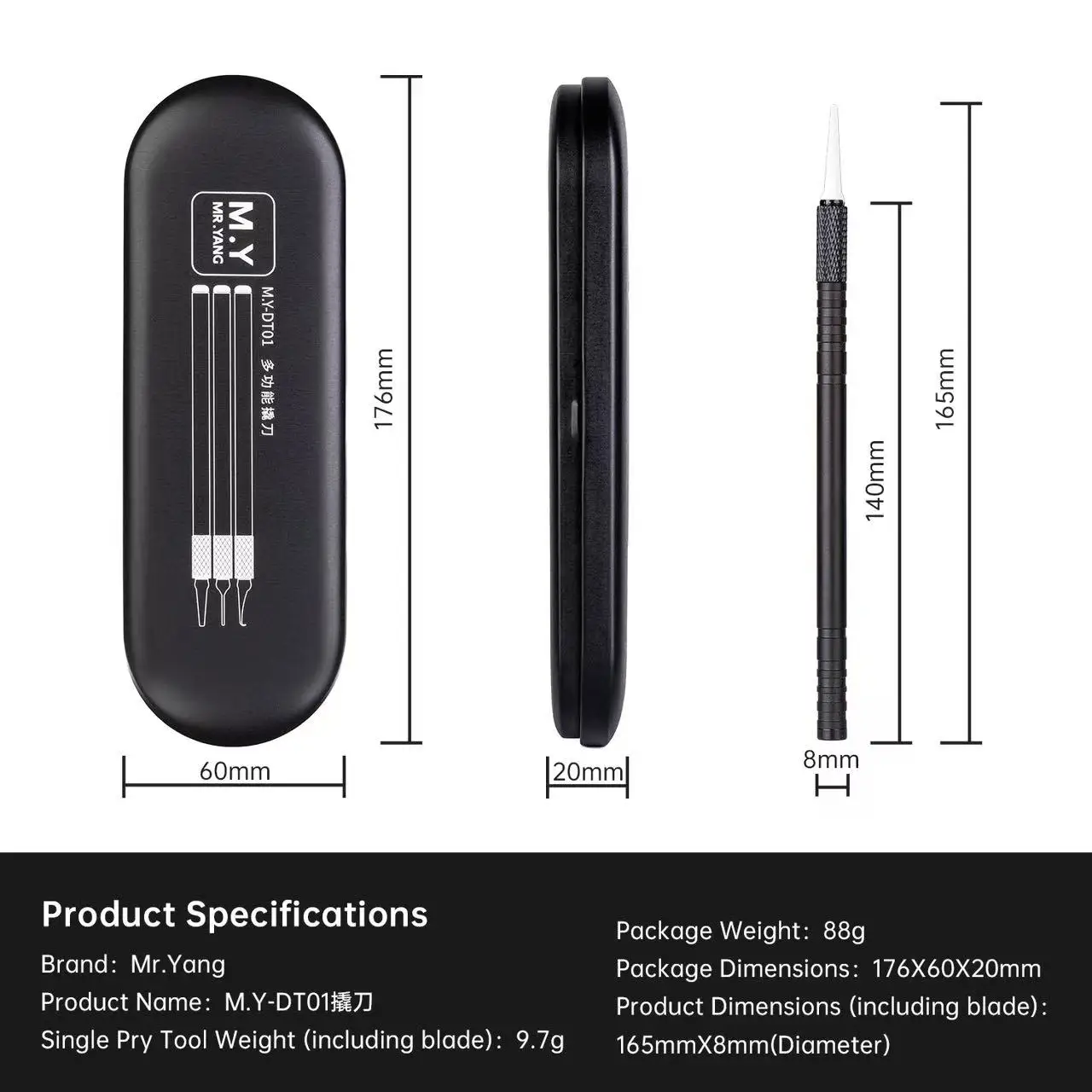 

M.Y DT01 Handmade Blade Pry Opening Tool 3 Type Blade for Chip Removal Smoothly with Anti-Slip Wooden Handle for Phone Repair