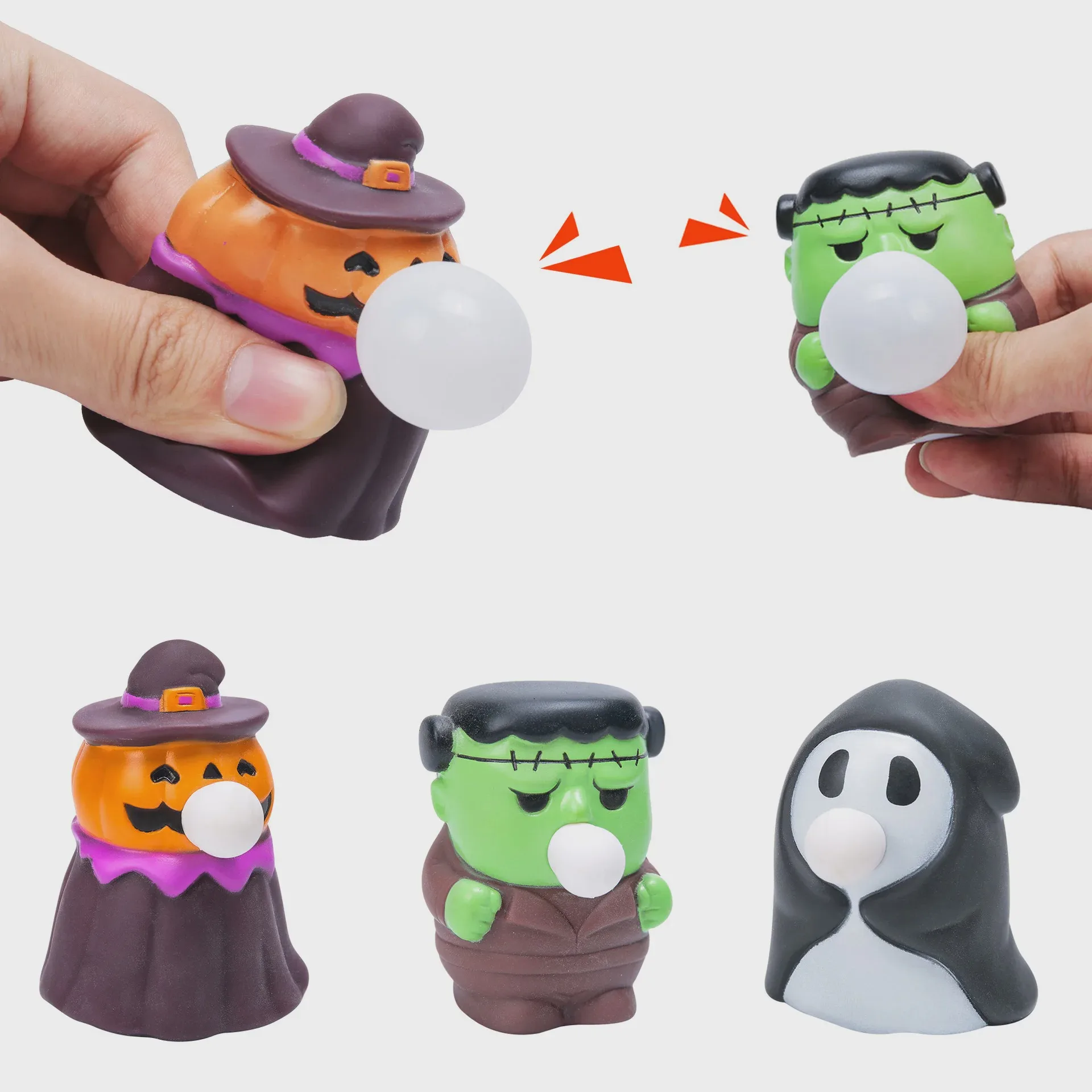 Children Halloween Squeeze Fidget Toys for Pumpkin Blow Bubbles Stress Relief Anti-stress Toys for Kids Adult Christmas Gifts