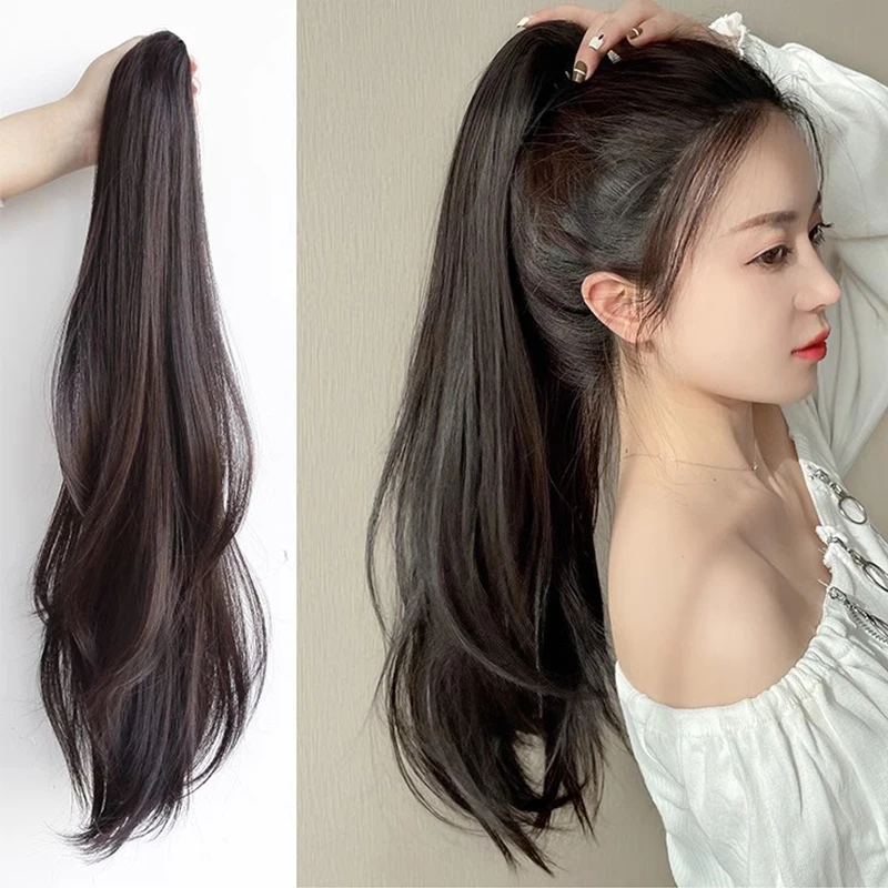 MSTN Synthetic Long Wavy Straight Ponytail Claw Clip Hair Extensions Ladies Ponytail Extensions Ponytail Hair Accessories