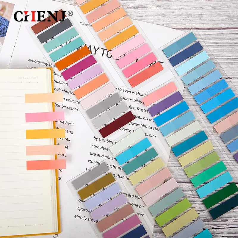 1set Transparent Fluorescent Index Tabs PET Sticky Note For Page Marker Planner Stickers Office School Students Supplies