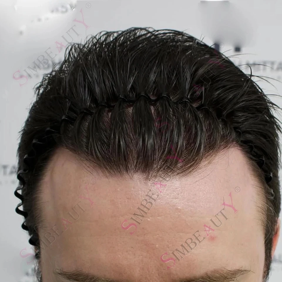 

Легкий, плотность 80%, 1B65 520 # Система замещения волос для мужчин серо-черного цвета, 0,02 мм, супертонкая, незаметная, с естественной линией роста волос, парик-накладка