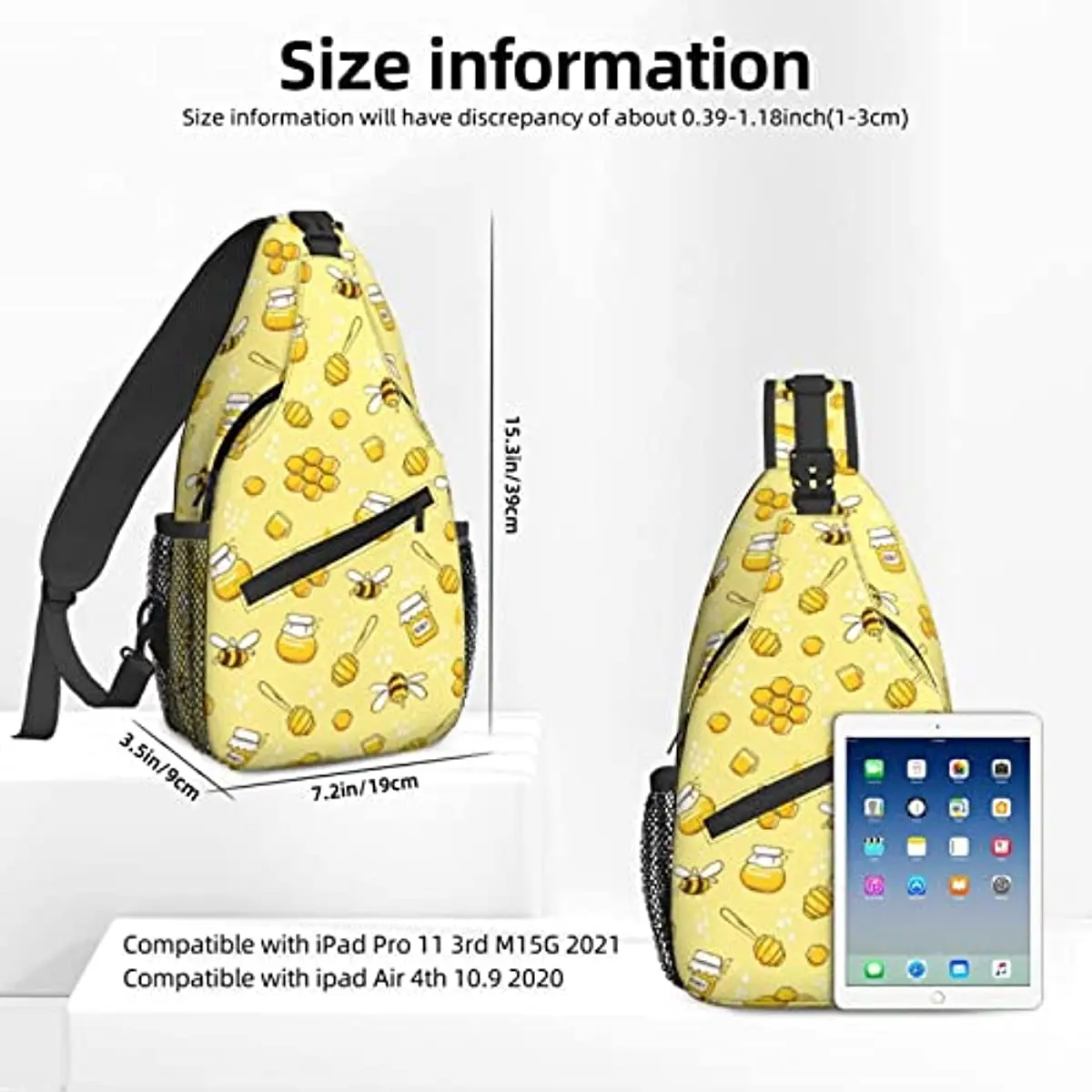 Cute Bees and Honey Sling Backpack Chest Bag Crossbody Shoulder Bag Gym Cycling Travel Hiking Daypack for Men Women