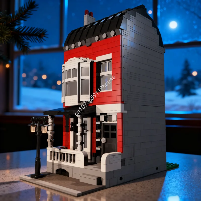 1181 قطعة MOC ريد تاون هاوس وحدات نموذج اللبنات البناء تجميع DIY فكرة الاطفال هدايا عيد الميلاد لعبة عيد الميلاد #1