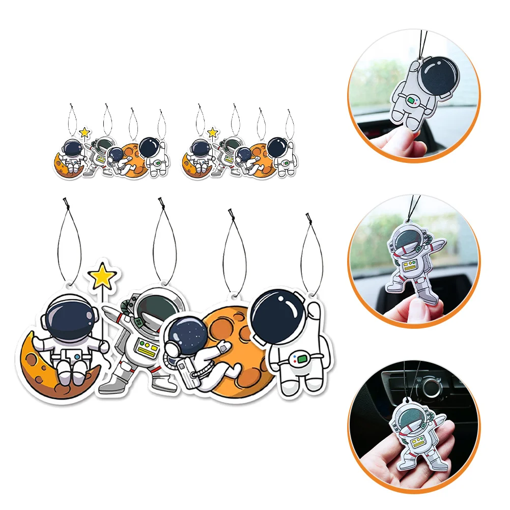 12 Pcs Astronaut Fragrance Car Accessory Decorations Air Fresheners Pendant Chips Rearview Mirror Accessories Paper Astronauts