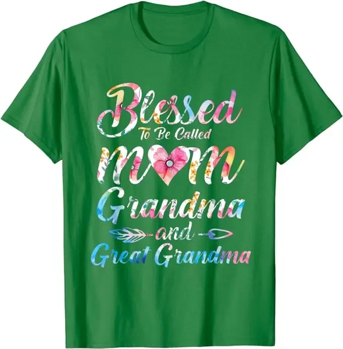 Bienheureuse d'être appelé maman grand-mère grande grand-mère fête des mères T-Shirt maman cadeau femme mode maman disant T-Shirt lettre impression hauts