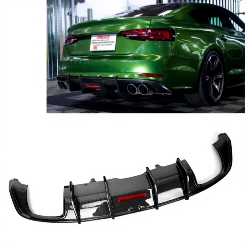 

Carbon Fiber KB Style Rear Bumper Diffuser Double Side Double Exit for Audi A5 S5 B9 Sport 2017-2019