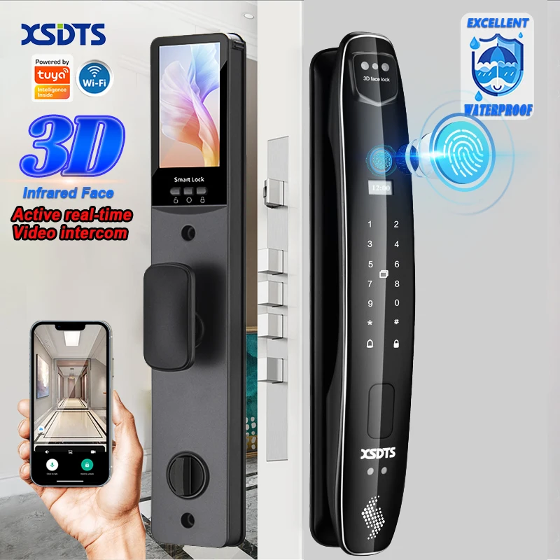 Biometrics Palm Vein Fingerprint Smart Door Lock Password 3D Face Recognition Camera Video Call Voice Intercom Electronic Lock